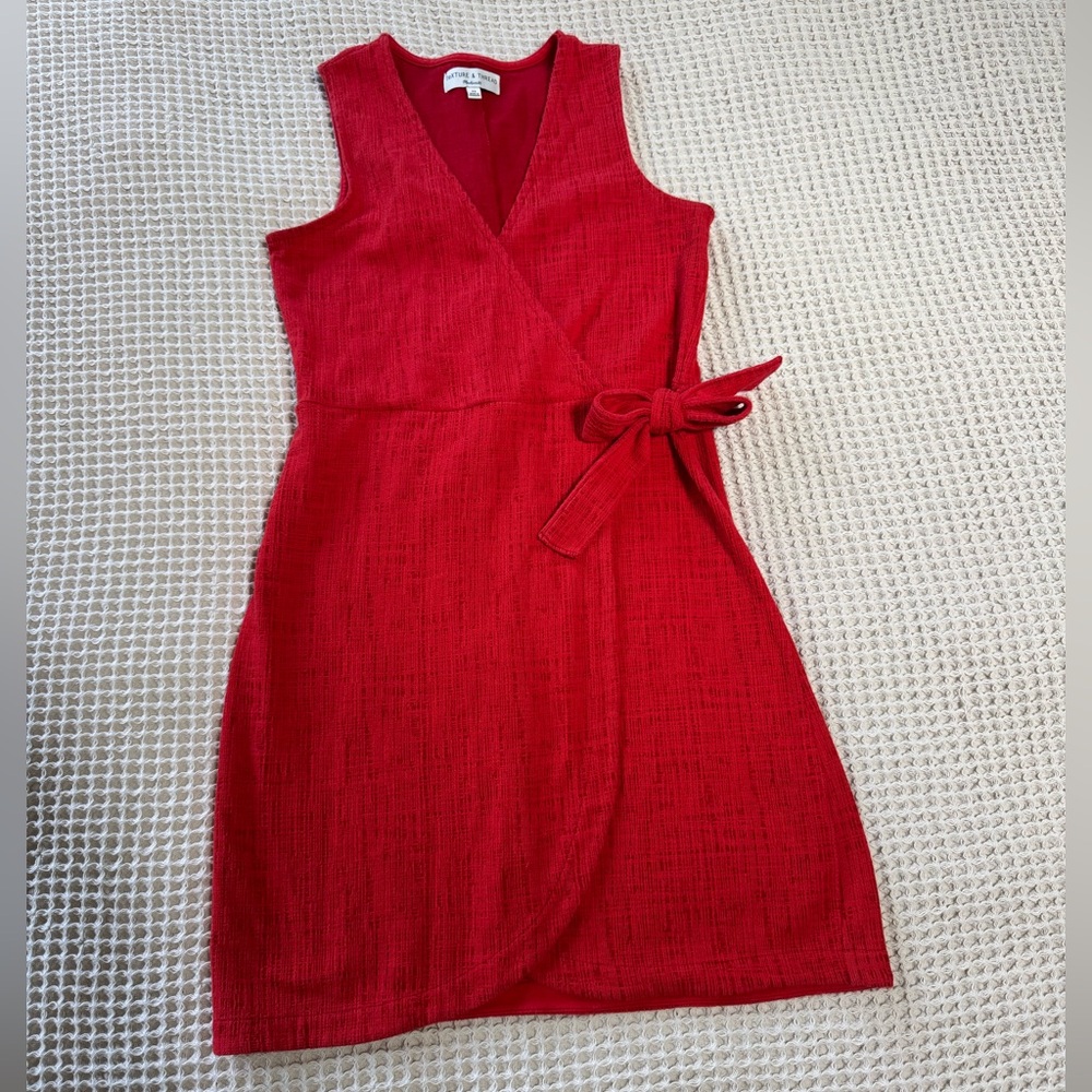Madewell Red Wrap Tie Dress
